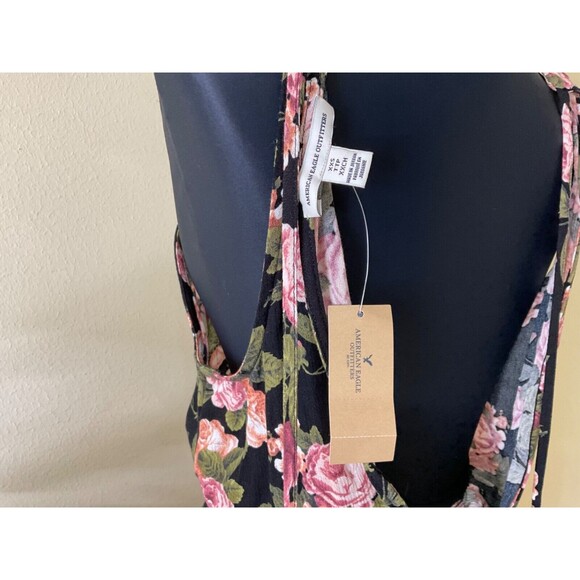 NWT American Eagle Outfitters Dress XXS Black Floral Maxi dress Open Back - Picture 8 of 14